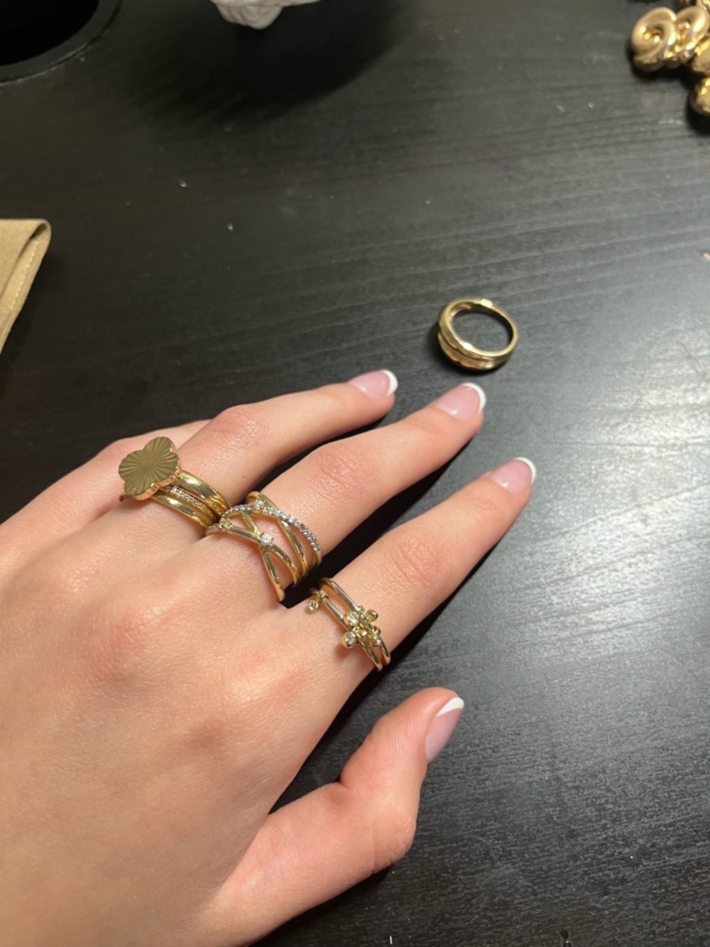 Gold Floral Stackable Rings — Women Jewelry